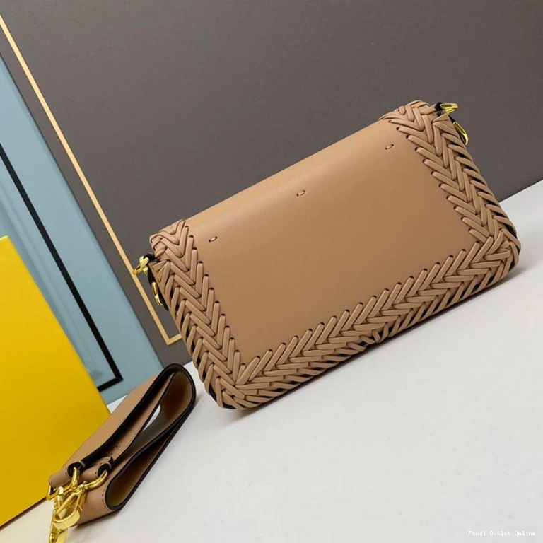Affordable Bag Apricot Baguette Leather Medium Stitching Fendi In 0825